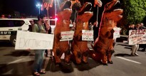 Dinosaurs at protest